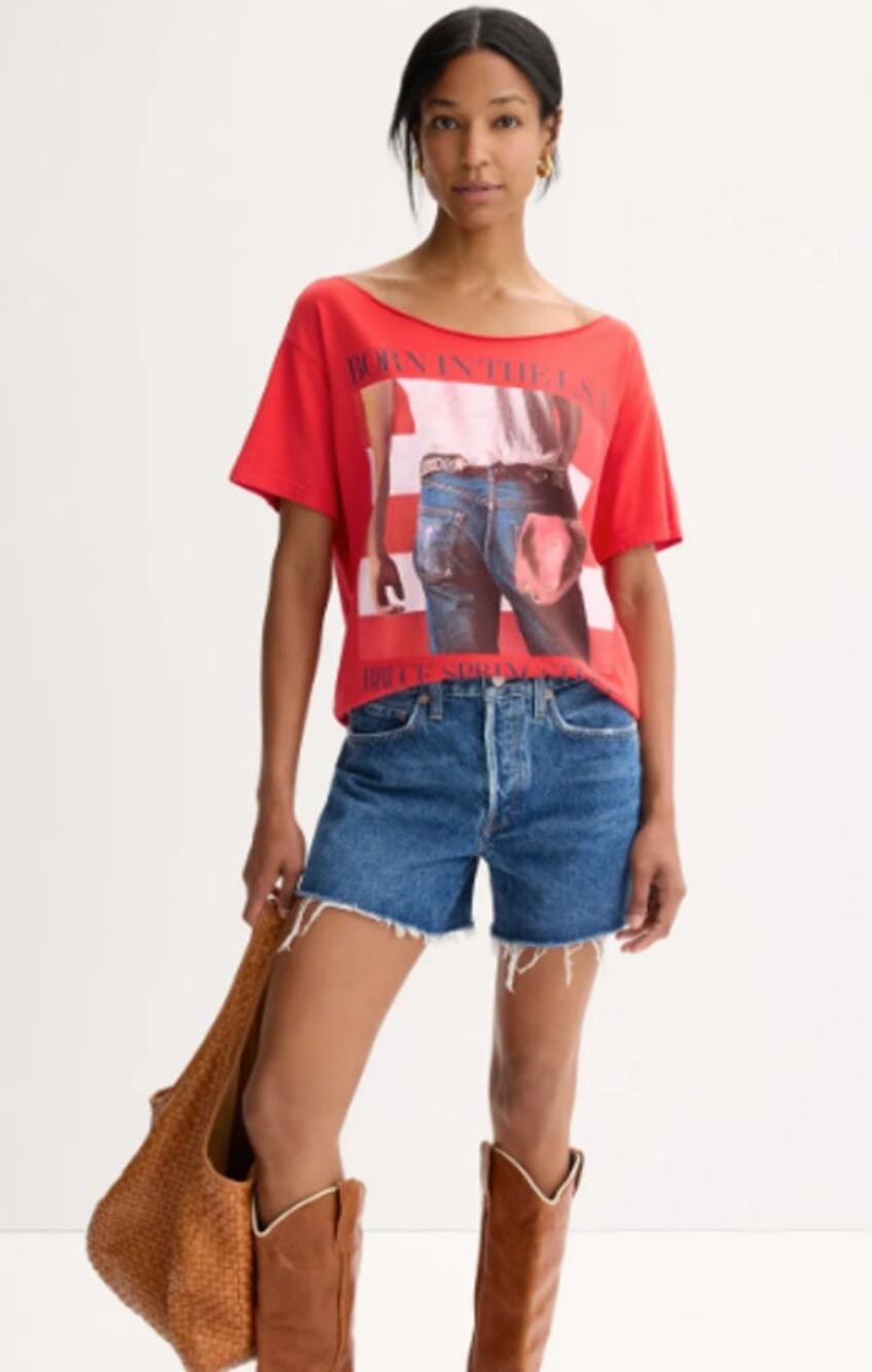DayDreamer - Bruce Springsteen Born In The USA Off The Shoulder Tee - Size Small